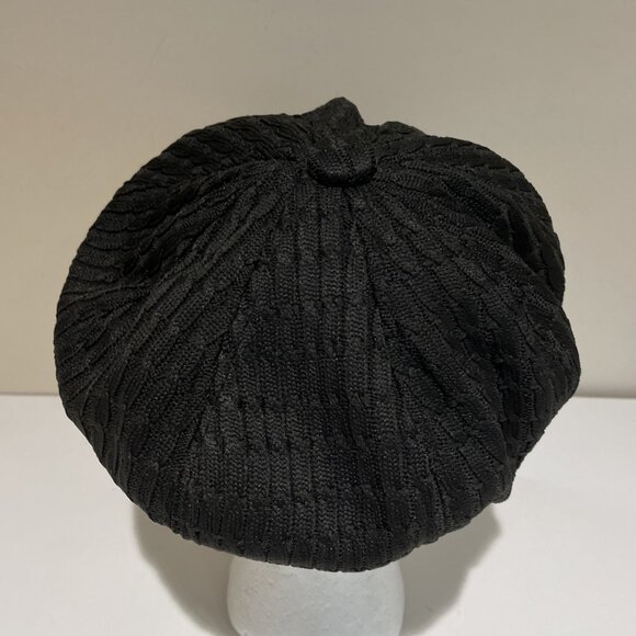 Vintage Suzanne Somers Cable Stitch Newsboy Hat Cabbie Black One Size Retro 80s - Picture 6 of 8